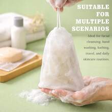 10/30pcs Soap Foaming Bags, Exfoliating Mesh Soap Storage Bags With Drawstring, Easy To Store, Suitable For Bathing, White Foaming Mesh Soap Bags For Soap, Shampoo, Conditioner, Body Wash, Facial Cleanser, Breathable Travel Soap Scrubber With Drawstring - White - View 3