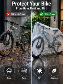 1pc/5pcs/10pcs Transparent Bike Rain Cover, Waterproof Bicycle Cover For Outdoor Storage, Universal Motorcycle Scooter E-Bike Protective Cover, Clear Heavy Duty Rain Dust Wind Protection Cover - Multicolor - View 5