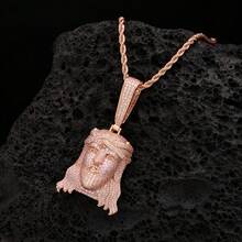 Bold Little Jesus Head Design With Exquisite Decoration, Shiny And Eye-Catching, Showcasing Personalized And Style. Gold Appearance Combined With Thick Twisted Rope Chain, Paired With Large Pendant, Overall Fashionable And Striking Look, Easily Creating Hip-Hop Street Style. Suitable For Matching With T-Shirts, Hoodies, Jackets And Other Daily Outfits, Also Applicable For Parties, Gatherings, Music Festivals, Street Photography And Other Occasions, It's A Personalized Accessory To Enhance The Overall Look. - Miniature Figure - View 14