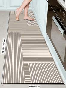 SANJIANGDI 1pc Light Brown Kitchen Mat With White Line Pattern, 3.5mm Soft Rubber Material, Absorbent And Easy To Clean. Suitable For Hallway, Bathroom, Living Room, Outdoor Door Mat And Toilet. All Year Round Use, Suitable For Various Holidays. - Multicolor - View 17