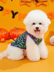 LUCKIE PAW قطعتان من سترة الحيوانات الأليفة بطبعة وجه شبح وحش الهالوين والجمجمة بنمط مضحك مناسبة للكلاب والقطط الكبيرة والصغيرة للاستخدام الداخلي والخارجي - متعدد الألوان - مشاهدة 6