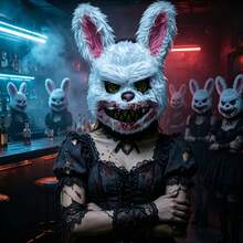 Halloween Rabbit Mask, Scary Rabbit Mask, Full Face Rabbit Mask, Halloween Party Costume Accessory For Cosplay And Masquerade - Multicolor - View 3