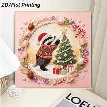 New Pearl Painting Christmas Theme Badger & Christmas Tree Pattern Design For Home Wall Decor Art, Inspiring Creativity And Passion, Thoughtful Christmas Holiday Gift For Creative Handmade Art Enthusiasts Diamond Painting Kit - Pearl Painting - View 5