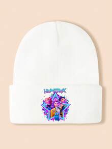 KPop Demon Hunters 1pc Personalized Kids Knitted Hat, Cute Cartoon Anime Girl Pattern, Fashionable Soft Comfortable Breathable Baby Hat, Casual Versatile Autumn/Winter Warm Hat, Suitable For Daily Outings, Holiday Gift - Multicolor - View 12