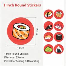 500pcs/Roll Sushi Style Graffiti Stickers 1 Inch Round 8 Patterns Baking Packaging Stickers Envelope Gift Seal Stickers Cup Stickers DIY Decoration Stickers PVC Self-Adhesive Label Roll Stickers - Multicolor - View 9