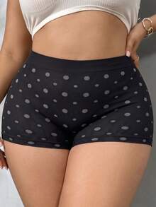 6pcs Plus Size Boxer Panties Polka Dot High Rise Autumn Winter Underwear Seamless Thermal Boyshort Briefs Daily Intimates - Multicolor - View 4