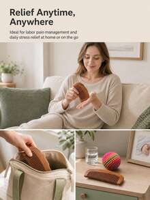 Wooden Labor Comb & Colorful Acupoint Massage Ball Set, Unique Color On Every Ball, Labor Bag Essential For Pregnant Women, Sensory Accessory, Great Gift For Expecting Moms - Multicolor - View 5