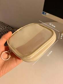 1件女性用網格透明化妝包，便攜旅行收納袋，適用口紅、化妝刷、化妝品、粉撲、美容工具、棉棒、髮飾、數據線、硬幣收納，迷你小尺寸，女性禮物，可補充收納袋 - 彩色 - 查看 6