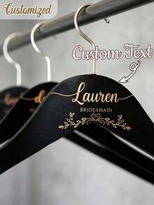 Personalized Wooden Wedding Hanger, Bride Hanger, Bridesmaid Gift, Customized Name Hanger Gift, Wedding Dress Hanger - Multicolor - View 6