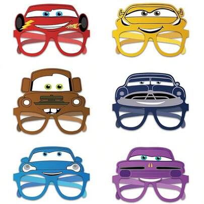 6pcs/ Random 1pc Cartoon Anime Character Cute Paper Glasses, Birthday Theme Party Decoration Supplies, Suitable For Halloween, Christmas, Holiday Dress-Up, K-Pop Fan Concert, Music Festival, Cosplay Party, Pajama Party, Outdoor Picnic, Holiday Celebration; Portable Cartoon Paper Glasses, As Party Favors