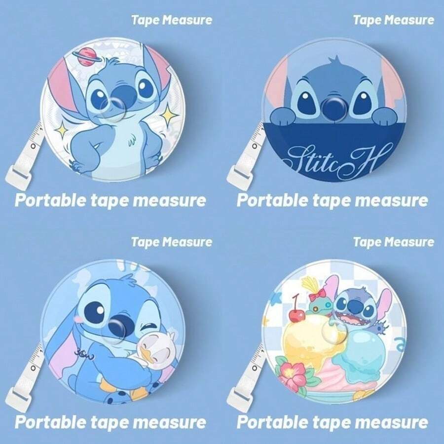 1pc Disney [One-Click Retraction] 2.0m Tape Measure, Stitch Cute Peripheral Body Measurement Tape Soft Leather Ruler Household Measurement Tape High Aesthetic - Multi-color - View 1