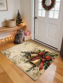 1pc Christmas Bell Door Mat, Hallway Runner Rug, Carpet, Long Strip Rug, Area Small Rug, Mat, Home Decor, Area Rug, Living Room Area Rug, Living Room Home Decor, Room Decoration, Washable Rug - Multicolor - View 4
