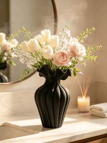 1pc Modern Wavy Vase, Carved Neck Design, Elegant Floral Centerpiece Decor, Suitable For Home Decor, Wedding Table Setting, Minimalist Living Room, Bohemian Style, Small And Large Sizes Available, Perfect For Rose And Baby's Breath Floral Arrangements - Multicolor 1 - View 11