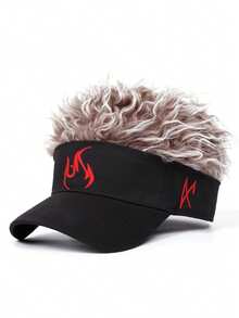 1pc Fashion And Personalized New Baseball Hat Flame Embroidered Wig Hat Outdoor Daily Leisure Decorative Hat Adjustable Sunshade Hat Unisex HipHop Hat - Flame - View 9