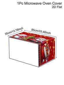 1pc Christmas Microwave Oven Cover, Bow&Christmas Ball, Poinsettia Design Polyester Household Kitchen Microwave Oven Dust Cover, Perfect For Holiday Kitchen Decor & Appliance Protection, Christmas Decoration, 2D Flat - Multicolor - View 16