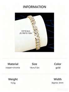 1pc Fashionable Versatile Classic Tennis Bracelet, Inlaid With Sparkling Cubic Zirconia, Suitable For Various Outfits, Can Be Given As A Gift - Rectangle - View 13