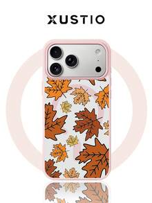 XUSTIO Casing Ponsel Magnetik Daun Maple Musim Gugur Perlindungan Penuh Tahan Guncangan Anti-Jatuh Tersedia 2 Warna Kompatibel dengan Apple 12 13 14 15 16 17 18 Pro ProMax Plus Hadiah Liburan untuk Perjalanan Harian Penutup Pelindung Sangat Menarik - Berwarna merah muda - View 2