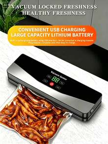 Wireless Vacuum Sealer With LED Display And Multiple Modes, Powerful Suction For Dry/Wet Foods, Supports Multi-Package Sealing, Rechargeable Long-Lasting Battery, 31cm Compact Kitchen Tool For Meat, Vegetables And Snacks Preservation - C715 - View 4