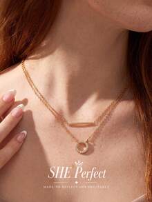 1pc Sparkling Zirconia Double Layer Necklace, Women's Daily Wear Party Birthday Anniversary Jewelry Gift - Style 1 - View 10