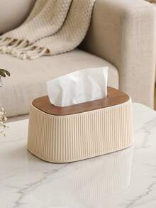 1pc Minimalist Striped Tissue Box – Large Size & High Capacity; Stylish "Insta-Worthy" Design; Home Decor; Suitable For Bathroom, Bedroom, Or Living Room; Great Gift For Friends. - View 8