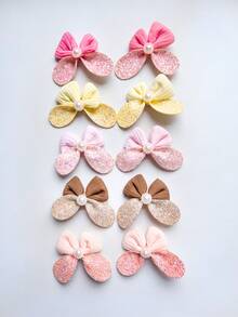 2/6/10pcs/Set Shiny Rabbit Ear Bow Hair Clips, Cute Sweet Hair Accessories - Suitable For Girls And Women, Applicable For Daily Wear And Vacation - Multicolor - View 4