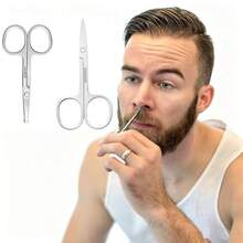 Professional Facial Nose Hair Trimmer & Eyebrow Scissors 2pcs, Nose Hair Trimmer & Eyebrow Trimmer Suitable For Men And Women - View 1