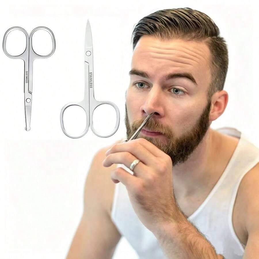 Professional Facial Nose Hair Trimmer & Eyebrow Scissors 2pcs, Nose Hair Trimmer & Eyebrow Trimmer Suitable For Men And Women - View 1