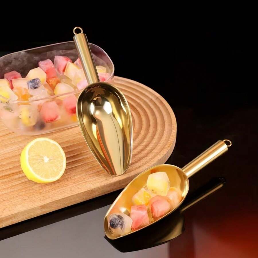 1pc Metal Ice Scoop, Suitable For Ice Maker, Kitchen Freezer, Wedding Party, Pet Food, Candy Spoon, Beach Shovel (Gold)