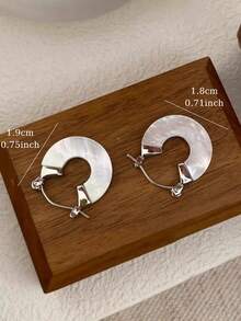 1 Pair Minimalist Fashion Geometric Faux Mother Of Pearl Earrings Suitable For Women's Daily Casual Wear - Silver - View 4