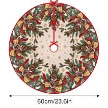 1pc Plaid Bow & Pom Pom Pattern Christmas Tree Skirt, Elegant Color Holiday Decor, 5 Sizes, Unisex Holiday Gift, Suitable For Home And Party Christmas Decoration - Plaid Bow Pine Cone - View 10