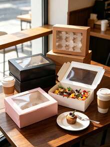 Multi-Color 12Holes Cupcake Boxes With Transparent Window, Foldable Paper Muffin Box With Insert, Bakery Packaging For Cupcakes, Muffins, Party Treats - View 7