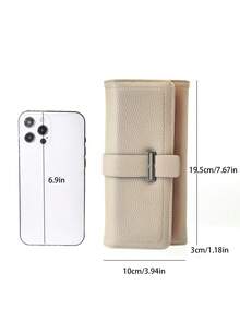 MINGYOU New Women Long Wallet, Fashion Classic Buckle Flap Multi-Functional Large Capacity Wallet, Women Wallet, Mini Wallet, Long Wallet - Apricot - View 4