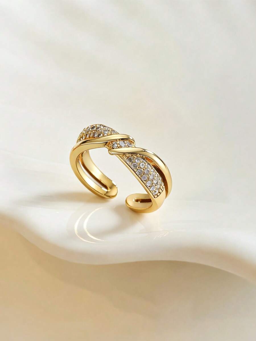 1pc Copper Fashion Vintage Twisted Open Ring, Exquisite Elegant Luxury ...