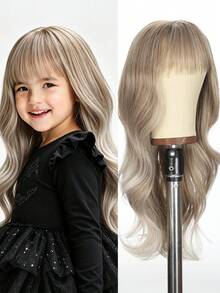 Long Wavy Synthetic Hair Wigs For Kids With Bangs Heat Resistant 26 Inches Halloween, Cosplay - Multicolor - View 12