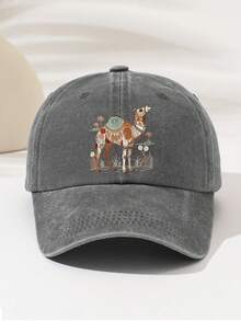 Fashionable Adjustable Baseball Cap - European And American Style Duckbill Cap, Suitable For Camping, Travel, Party And Hip-Hop Culture, Perfect For Outdoor Activities, Printed With "Camel" Pattern And Text, Elegant And Versatile, Great For Camping And Casual Wear, Perfect Gift For Family And Friends - Washed Cap - View 9