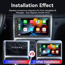 7吋單DIN汽車音響,支援Apple CarPlay,高畫質觸控螢幕藍牙投屏車載音響,AM/FM、USB、EQ、SWC,可選配8-LED倒車攝影機 - 方向盤控制線 + 8顆LED方形後視鏡攝影機 - 查看 7