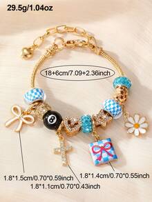 NAIZHU 1/3 pcs Gelang Liontin Pita Daisy Hati Multi-Elemen Gaya Eropa & Amerika Cocok untuk Wanita Pemakaian Sehari-hari dan Kencan - MultiWarna - View 10