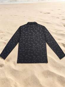 Men's Vacation Dark Pattern Geometric Long Sleeve Polo - Multicolor - View 5