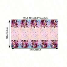 Hasbro 1pc K-POP Demon Hunter Girl Group Disposable Tablecloth Set With Colorful Musical Notes And Stars In A Dreamy Gradient Party Style. This Cartoon-Themed Popular Singing Idol Print Plastic Tablecloth Is Waterproof And Oil-Proof, Perfect For Girls' Birthday Parties, Family Gatherings, Holiday Celebrations, And Themed Decorations. Thickened, Durable, And Easy To Clean, Simply Discard After The Party Without Washing. Comes With Matching Printed Tissues For A Truly Immersive Atmosphere. - Random - View 1