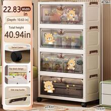 No Assembly Cartoon Flip-Top Folding Storage Cabinet Children Toy Organizer Multi-Layer Plastic Storage Rack Home Use - Transparent - View 10