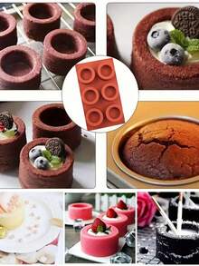 6-Cavity 3D Textured Silicone Baking Mold, Round Cup Shaped Dessert Mold For Chocolate, Mousse Cake, Pudding, Jelly, Cheesecake And Pastry, Creative Home Baking Accessory For Homemade Sweets, Parties And Celebrations - Multicolor - View 6
