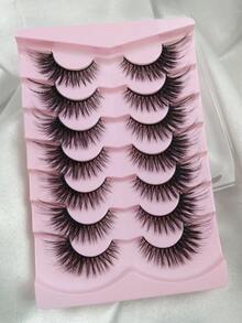Hinarin 7 Pairs New Fox Eye Lash Dramatic Strip Lashes Natural Long Lashes Winged End Eye Elongated Eyelashes Faux Mink Eyelashes Makeup For Parties Festivals Halloween - Black - View 6