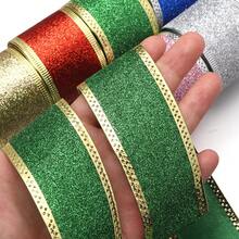 1 Roll/1.5 Inch Wide Christmas Ribbon With Glitter Powder Decoration, Suitable For DIY Holiday Decor, Christmas Tree Decoration, Party Gift Wrapping And Bow Making - Christmas Glitter Style - View 4