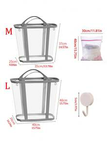 Extra Large Foldable Mesh Laundry Basket With Handle- Robust Laundry Bags, Portable Storage Bag, Garment Bag, Hook, Suitable For Clothing Storage, Home, Travel And Laundry Room, Bedroom And Bathroom, Camping Use. Space-Saving, Rectangular Design | Laundry Basket, Laundry Bin, Back To School, Christmas, Halloween Gift - Multicolor - View 11