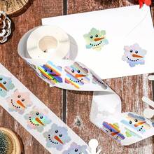 500pcs Holographic Laser Snowman Graffiti Stickers, Silver Laser Envelope & Magazine Decoration, Holiday Party DIY Decor, Christmas New Year PVC Waterproof Self-Adhesive Decals - Multicolor - View 6