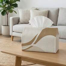 1pc Beige Soft Curved Tissue Box, Elegant Design Enhances Living Environment, Suitable For Daily Use And Special Occasions, Convenient Access - A - View 8