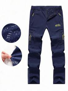 Men's Hiking Pants, Spring/Autumn Outdoor Hiking Long Pants, Multi-Pocket Zipper Design, - Navy Blue - View 4