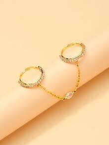STONEFANS 1pc New Multi-Layer Ring For Women, Niche Design, Exquisite & Minimalist, Fashionable Versatile Finger Ring Accessory - Gold - View 2