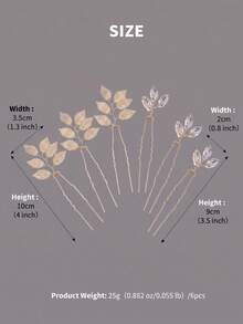 6pcs/Set French Vintage Gold Leaf Crystal Rhinestone Hair Sticks, Greek Goddess Style Braided Hair Decoration Hair Forks, Alloy Hair Accessories - Gold - View 9