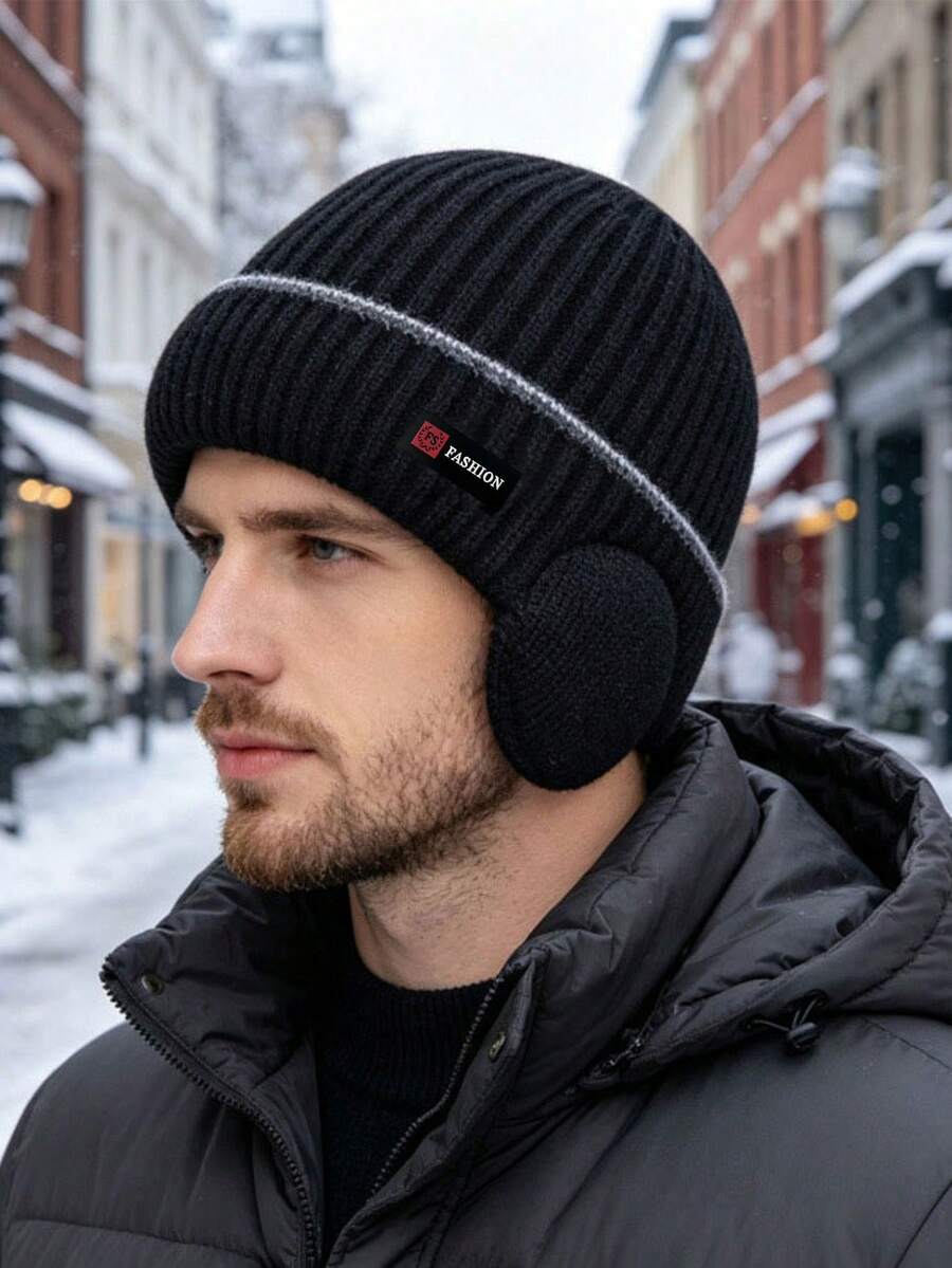 1 pc Topi Rajut Pelindung Telinga Berlapisan Termal Musim Gugur/Dingin, Beanie Wol Hangat Unisex untuk Pemakaian Harian di Luar Ruangan, Perjalanan dan Bersepeda - MultiWarna - View 1